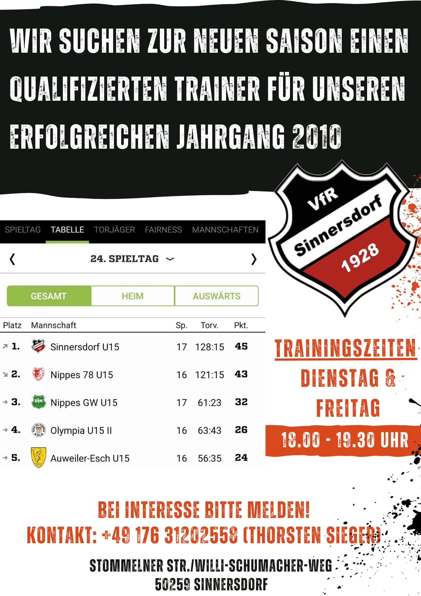 Trainer gesucht für den Jahrgang2010